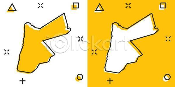 사람없음 EPS 일러스트 해외이미지 노란색 요르단 지도 흰색
