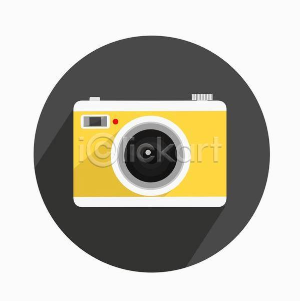사람없음 EPS 일러스트 해외이미지 그림자 노란색 복고 원형 카메라