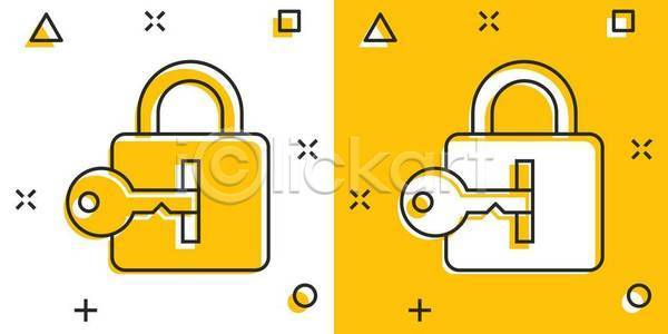 보호 사람없음 EPS 일러스트 해외이미지 노란색 보안 사물함 안전 열쇠 열쇠구멍 자물쇠 흰색