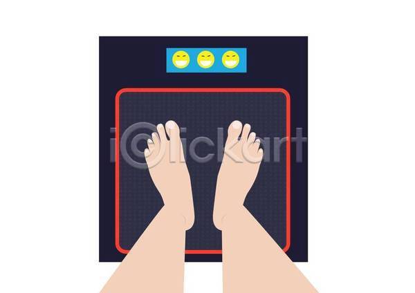신체부위 EPS 일러스트 해외이미지 건강 건강관리 몸무게 발 체중계 체중측정