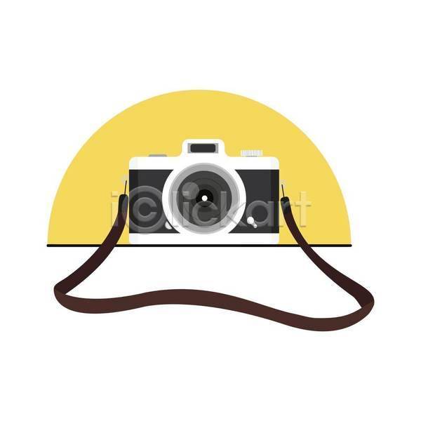 사람없음 EPS 일러스트 해외이미지 노란색 복고 스트랩 카메라