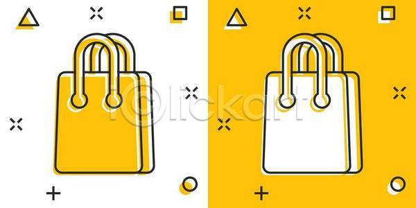 사람없음 EPS 일러스트 해외이미지 가방 노란색 쇼핑백 해외일러스트 흰색