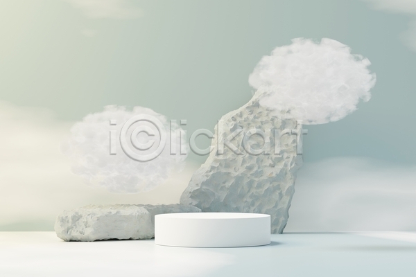 사람없음 3D JPG 포토 해외이미지 구름(자연) 단상 디자인 목업 무대 백그라운드 세트 연기 오브젝트 장식 추상 컨셉 포디움 회색 흰색