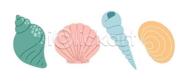 감성 사람없음 EPS 일러스트 해외이미지 디자인 소라 여름(계절) 조개 조개껍데기