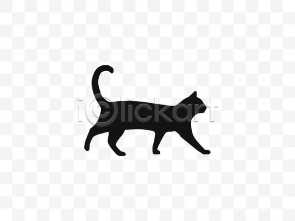 귀여움 사람없음 EPS 실루엣 일러스트 해외이미지 검은색 고양이 고양이캐릭터