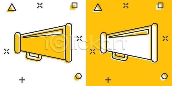 사람없음 EPS 일러스트 해외이미지 노란색 해외일러스트 확성기 흰색