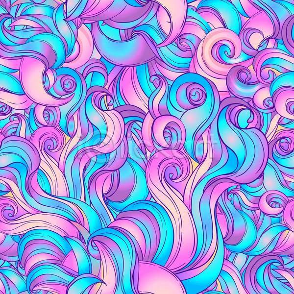 화려 사람없음 EPS 일러스트 해외이미지 구름(자연) 디자인 미술 백그라운드 분홍색 손그림 웨이브 파란색