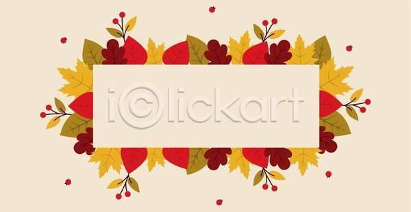 사람없음 EPS 일러스트 해외이미지 가을(계절) 가을배경 낙엽 단풍 베이지색 직사각형 카피스페이스 프레임
