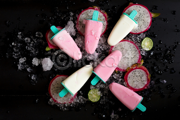 시원함 사람없음 JPG 포토 해외이미지 막대아이스크림 분홍색 아이스크림 얼음 용과