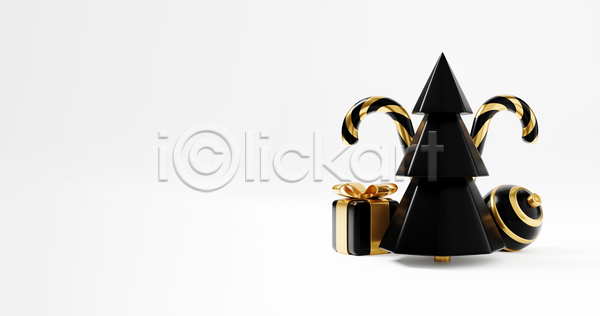 사람없음 3D JPG 포토 해외이미지 검은색 공 금색 나무 매달리기 상자 선물상자 오너먼트 장식 장식볼 지팡이장식 크리스마스 크리스마스트리