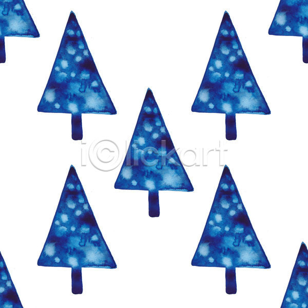 사람없음 JPG 포토 해외이미지 겨울 나무 디자인 수채화(물감) 파란색