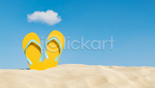사람없음 3D JPG 포토 해외이미지 구름(자연) 모래 모래사장 바캉스 여름(계절) 여름휴가 쪼리 하늘