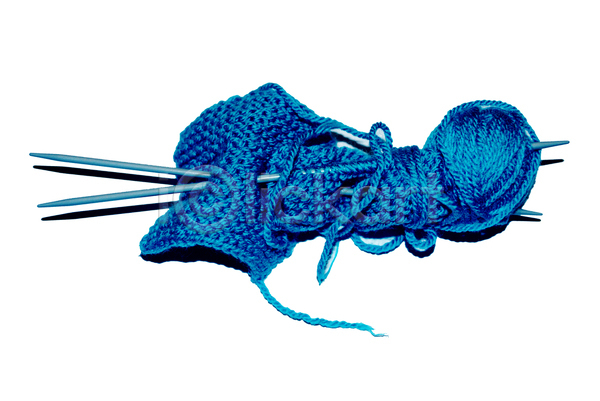 사람없음 JPG 포토 해외이미지 대바늘 뜨개질 오브젝트 털실 파란색 핸드메이드