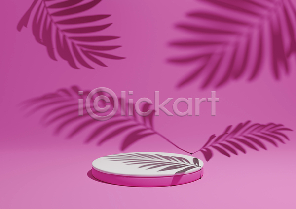 사람없음 3D JPG 포토 해외이미지 그림자 나뭇잎모양 단상 분홍색 심플 원형