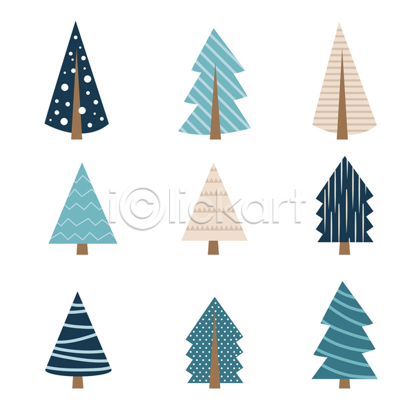 사람없음 JPG 일러스트 포토 해외이미지 나무 디자인 세트 엘리먼트 크리스마스 크리스마스트리 파란색