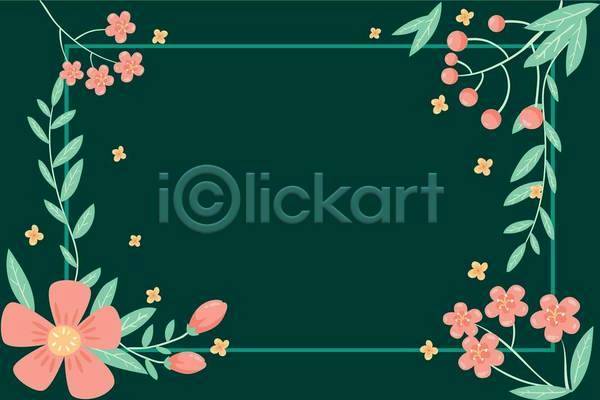 사람없음 EPS 일러스트 해외이미지 꽃 꽃봉오리 꽃프레임 사각프레임 잎 잎줄기 초록색