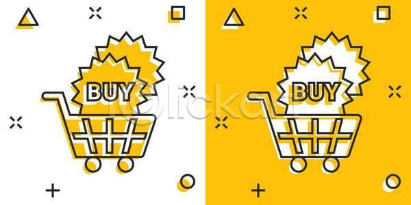 전자상거래 사람없음 EPS 일러스트 해외이미지 구매 노란색 담기 쇼핑 장바구니 흰색