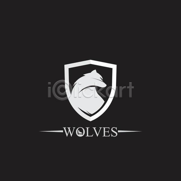 사람없음 EPS 일러스트 해외이미지 늑대 디자인 방패 심볼 회색