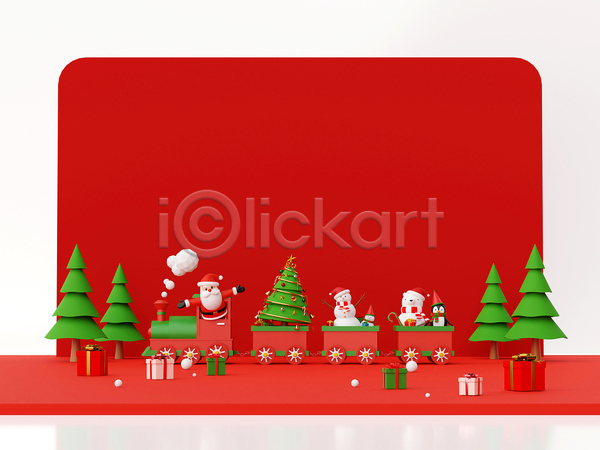사람없음 3D JPG 포토 해외이미지 기차 나무 눈사람 디자인 백그라운드 빨간색 사슴 산타클로스 선물상자 순록 썰매 초대 축제 크리스마스 크리스마스트리 펭귄