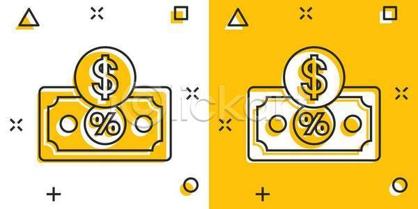 사람없음 EPS 일러스트 해외이미지 노란색 달러 돈 지폐 퍼센트 흰색