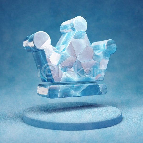 사람없음 3D JPG 입체 포토 해외이미지 얼음 오브젝트 왕관 파란색