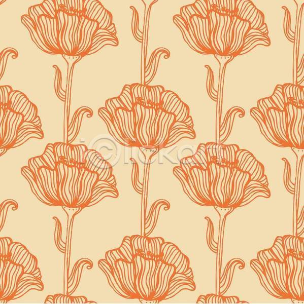 사람없음 EPS 일러스트 해외이미지 꽃 꽃무늬 디자인 미술 백그라운드 주황색 패턴백그라운드