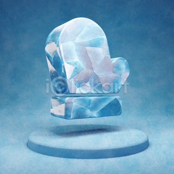 사람없음 3D JPG 입체 포토 해외이미지 손모아장갑 얼음 오브젝트 파란색