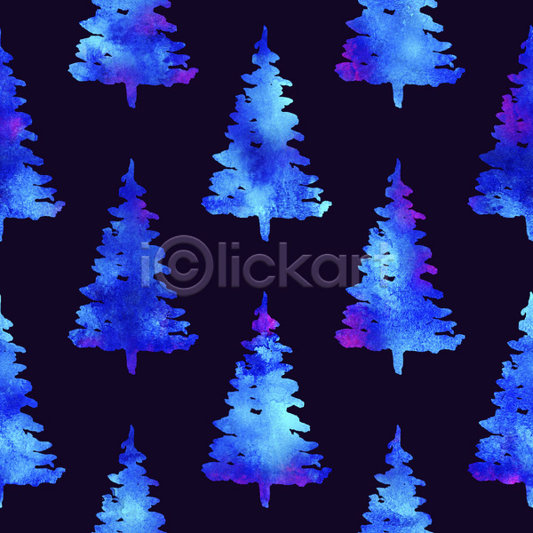 사람없음 JPG 포토 해외이미지 검은배경 겨울 나무 백그라운드 수채화(물감) 크리스마스트리 파란색 패턴
