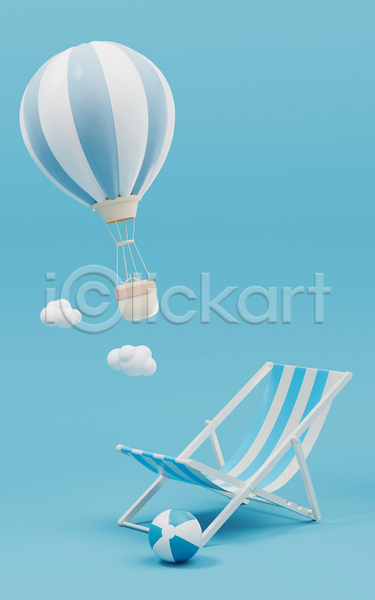 사람없음 3D JPG 포토 해외이미지 구름(자연) 바캉스 비치볼 선베드 여름(계절) 여름휴가 열기구 하늘색