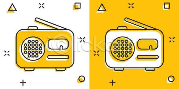 사람없음 EPS 일러스트 해외이미지 노란색 라디오 안테나 해외일러스트 흰색