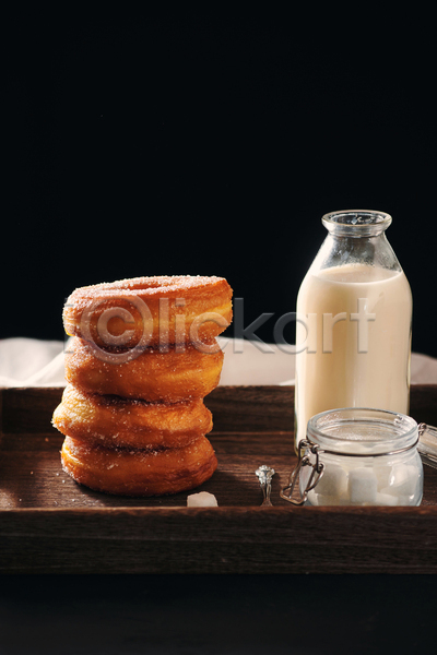 사람없음 JPG 포토 해외이미지 각설탕(식품) 도넛 디저트 실내 쌓기 우유