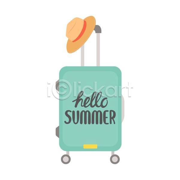 감성 사람없음 EPS 일러스트 해외이미지 디자인 바캉스 여름(계절) 여름휴가 여행 챙모자 캐리어 타이포그라피