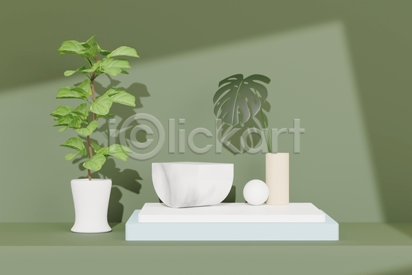 사람없음 3D JPG 포토 해외이미지 그림자 단상 디자인 몬스테라 무대 백그라운드 세트 식물 오브젝트 장식 초록색 추상 컨셉 포디움 화분
