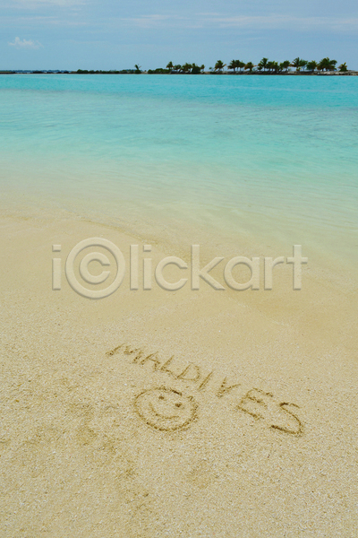 사람없음 JPG 포토 해외이미지 기록 낙서 모래 모래사장 몰디브 미소(표정) 야외 여름(계절) 여름풍경 주간 표정 해변 휴양지