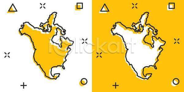 사람없음 EPS 일러스트 해외이미지 노란색 멕시코 미국 북아메리카 지도 캐나다 흰색