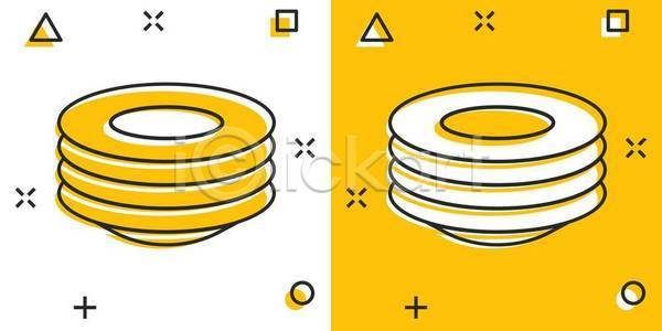 사람없음 EPS 일러스트 해외이미지 노란색 쌓기 접시 해외일러스트 흰색