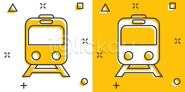 사람없음 EPS 일러스트 해외이미지 노란색 선로 전차 전철 해외일러스트 흰색