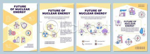 보호 사람없음 EPS 일러스트 해외이미지 공장 과학기술 노란색 디자인 레이아웃 물방울 번개모양 부속품 세트 온도계 원자 원자력 잎 장바구니 전구 충전 팜플렛 해외일러스트 핵 핵실험