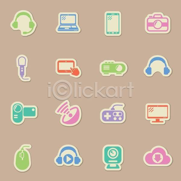 사람없음 EPS 일러스트 해외이미지 게임기 노트북 라벨 마우스 마이크 세트 소셜네트워크 스마트폰 스티커 안테나 캠코더 커서 컬러풀 클라우드서비스 폴라로이드 헤드셋