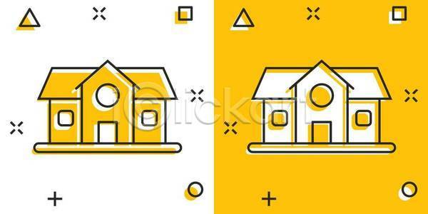 사람없음 EPS 일러스트 해외이미지 건물 노란색 주택 해외일러스트 흰색