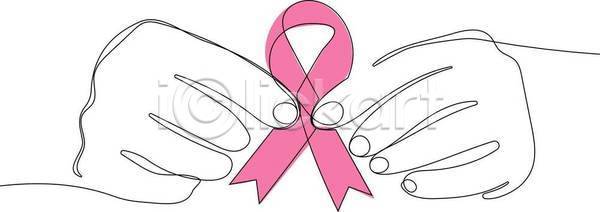 신체부위 EPS 라인일러스트 일러스트 해외이미지 드로잉 들기 라인아트 손 손그림 유방암 유방암예방캠페인 핑크리본 핑크리본캠페인