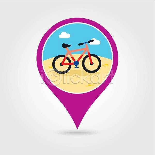 사람없음 EPS 일러스트 해외이미지 GPS 구름(자연) 위치 자전거