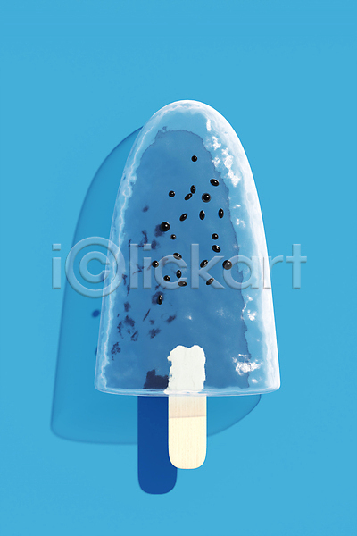 달콤 사람없음 3D PSD 디지털합성 편집이미지 그림자 막대아이스크림 수박모양 수박씨 아이스크림 얼음 여름(계절) 여름음식 투명 파란색 편집 편집소스 한개