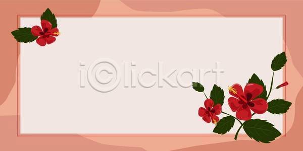 사람없음 EPS 일러스트 해외이미지 꽃 꽃프레임 다홍색 사각프레임 잎 하와이무궁화
