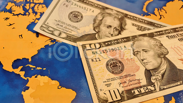 사람없음 JPG 포토 해외이미지 노란색 달러 지폐 파란색
