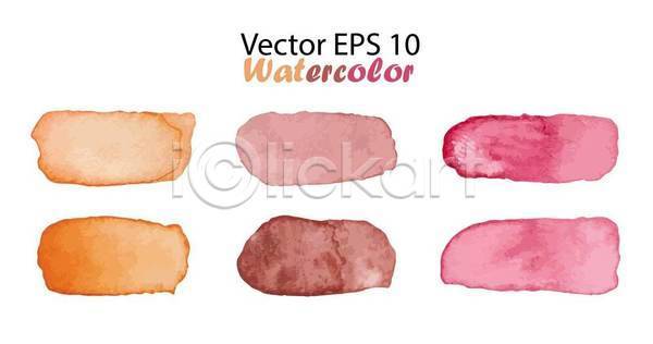 사람없음 EPS 일러스트 해외이미지 디자인 미술 번짐 분홍색 세트 수채화(물감)