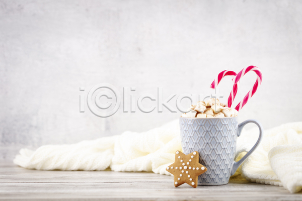 사람없음 JPG 포토 해외이미지 니트 실내 지팡이사탕 코코아 쿠키 크리스마스 크리스마스용품