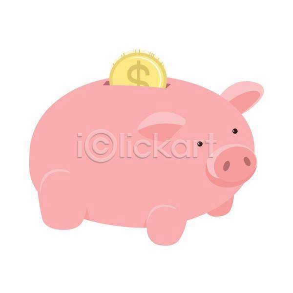 사람없음 EPS 일러스트 해외이미지 동전 돼지저금통 분홍색