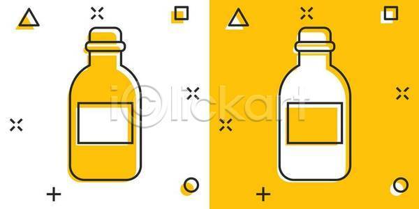 사람없음 EPS 일러스트 해외이미지 노란색 라인아트 물병 해외일러스트