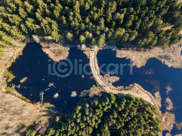 사람없음 JPG 포토 항공촬영 해외이미지 공원 길 나무 덴마크 숲 스칸디나비아 야외 유럽 코펜하겐 풍경(경치) 호수